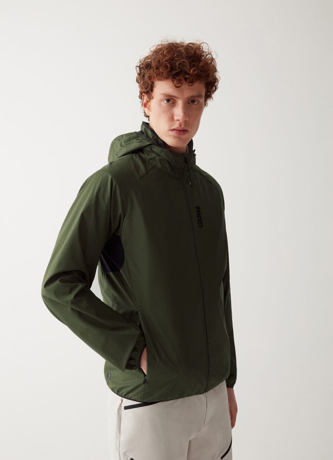 Unlined jacket with hood in the collar
