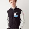 Varsity colour-block cotton bomber jacket
