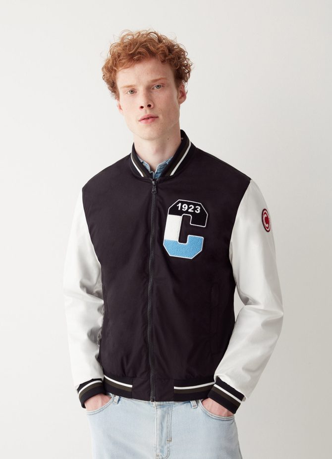 Varsity colour-block cotton bomber jacket