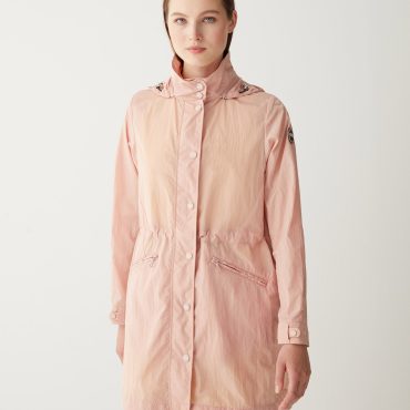 Crinkle fabric jacket with hood