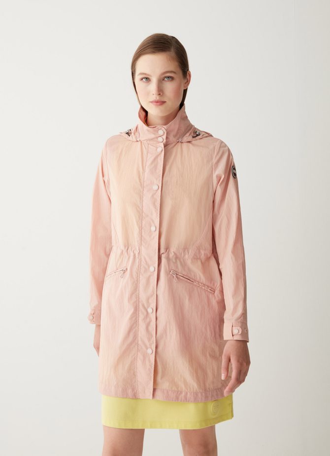 Crinkle fabric jacket with hood