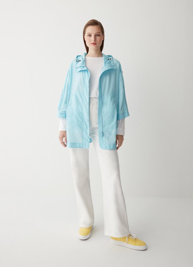 Crinkle fabric cape with hood