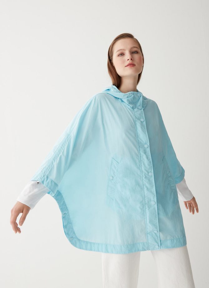 Crinkle fabric cape with hood - Image 2