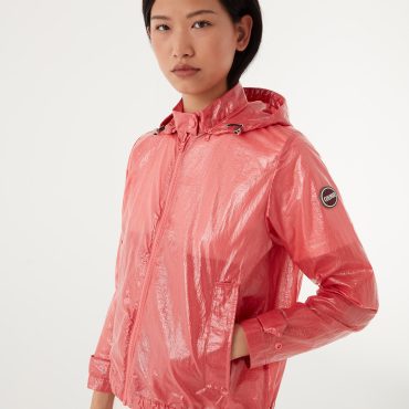 Waxed jacket with detachable hood