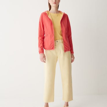 Reversible crinkle jacket with hood