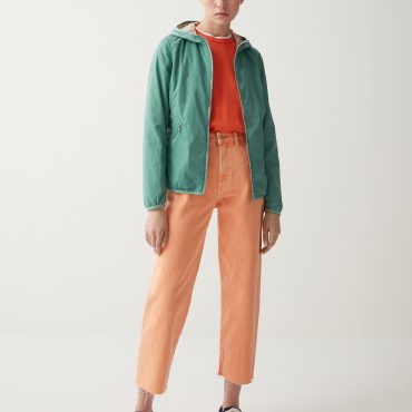 Reversible crinkle jacket with hood