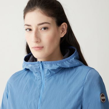 Reversible crinkle jacket with hood