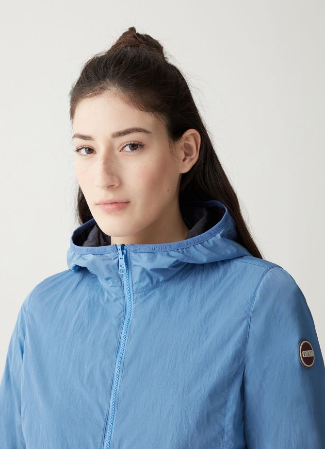 Reversible crinkle jacket with hood