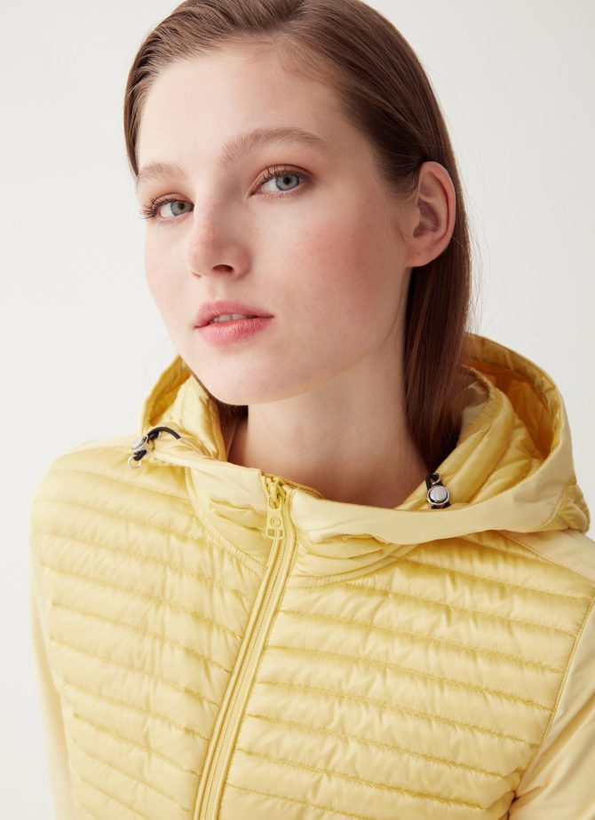Semi-quilted jacket with combination of fabrics - Image 2
