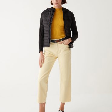 Semi-quilted jacket with combination of fabrics