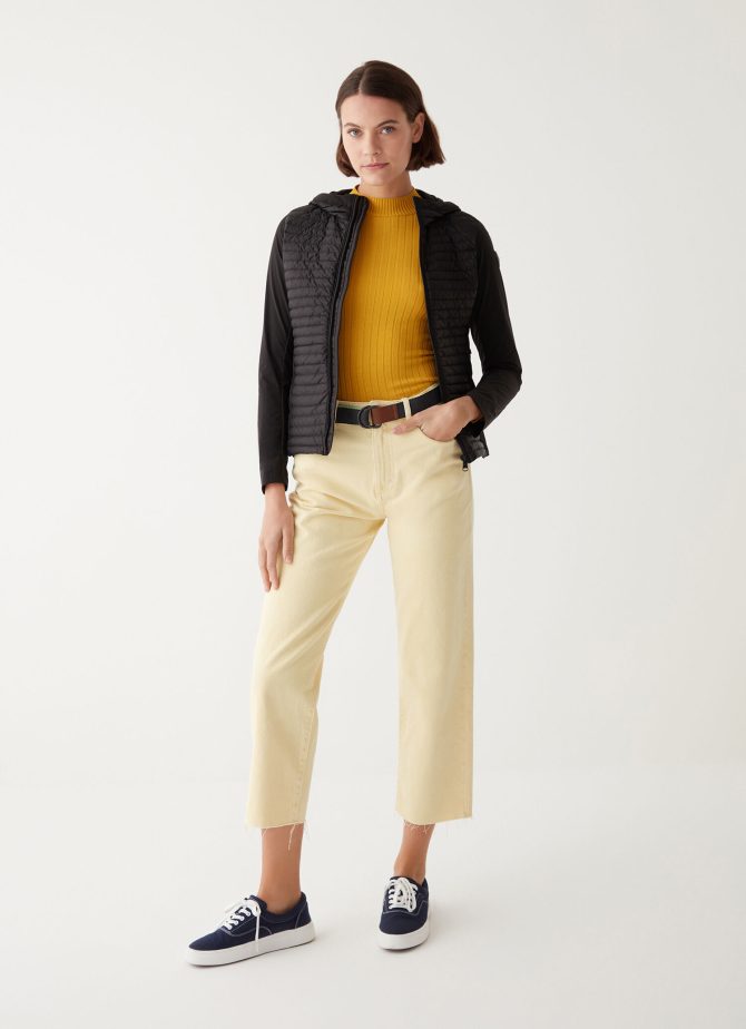 Semi-quilted jacket with combination of fabrics