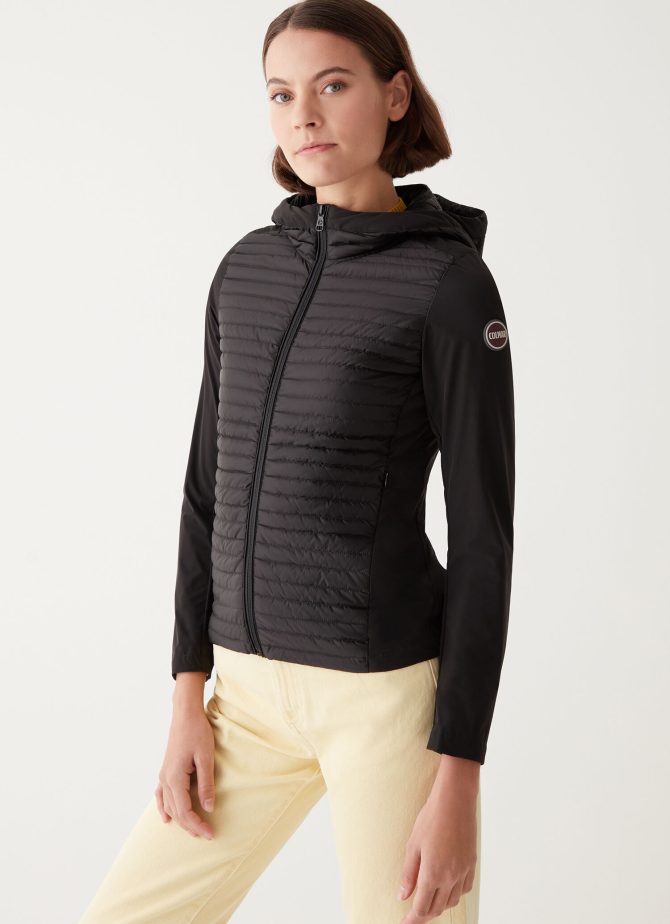 Semi-quilted jacket with combination of fabrics - Image 2