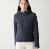 Down jacket with drawstring at the bottom