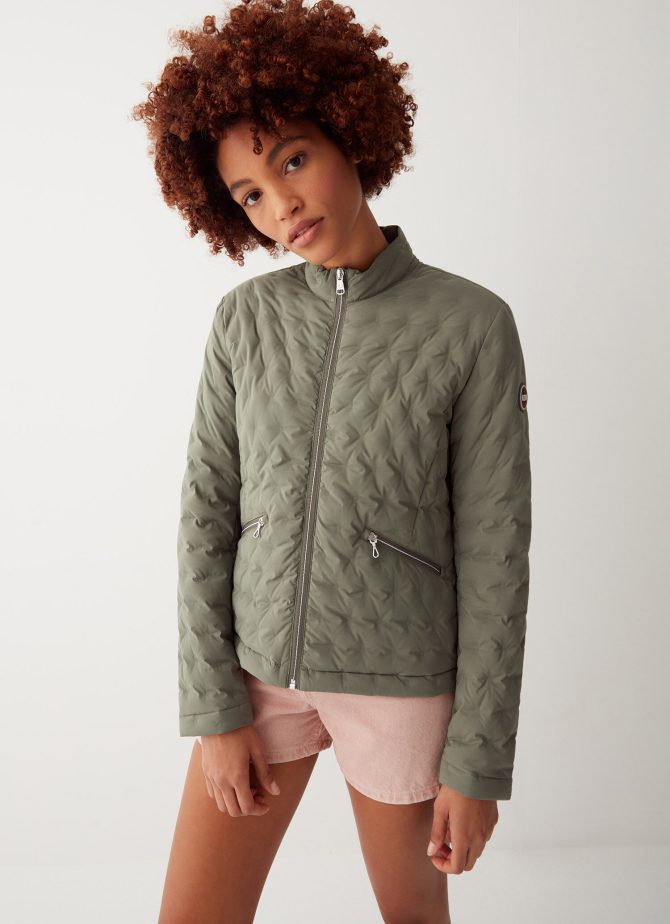 Down jacket with stamp quilting.