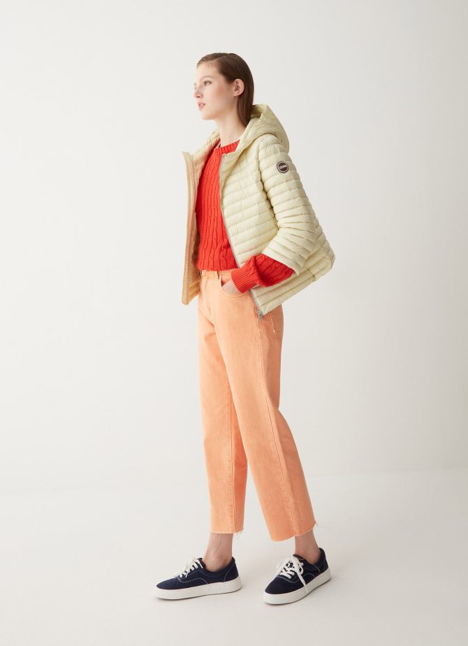 Hooded down cape