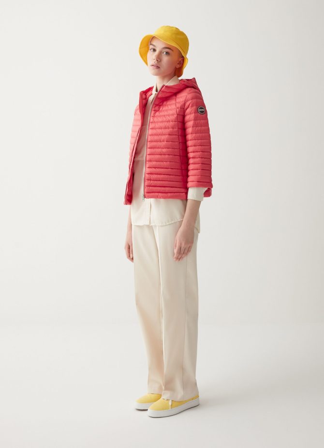 Hooded down cape