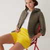 Hooded down cape