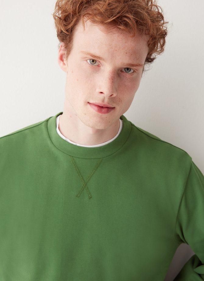 Piqué crewneck sweatshirt - Image 3