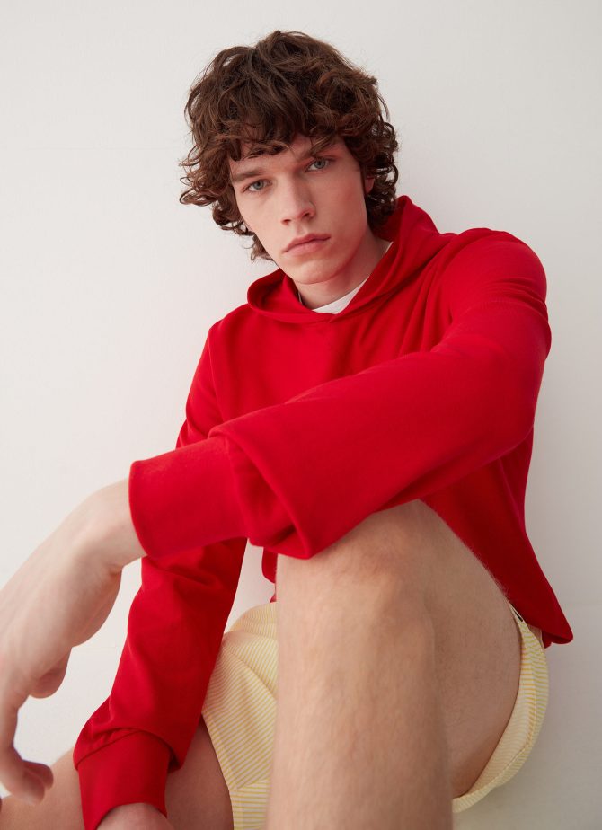 Sweatshirt with hood in piqué - Image 3