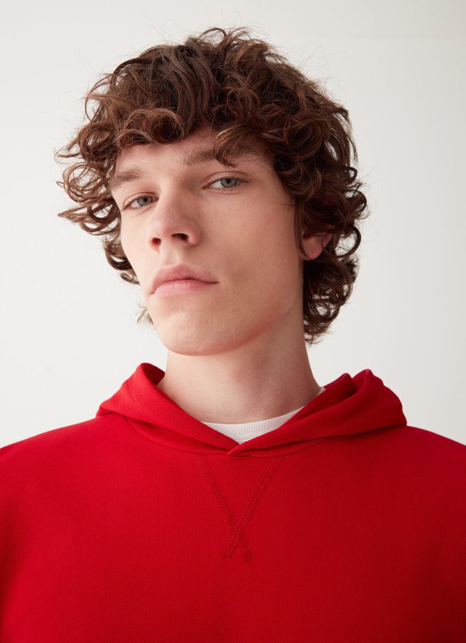 Sweatshirt with hood in piqué - Image 2