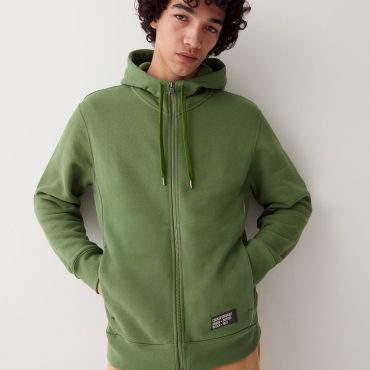 Full zip sweatshirt in diagonal fabric