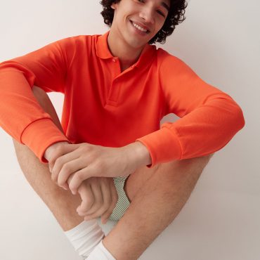 Polo sweatshirt in 100% cotton piqué