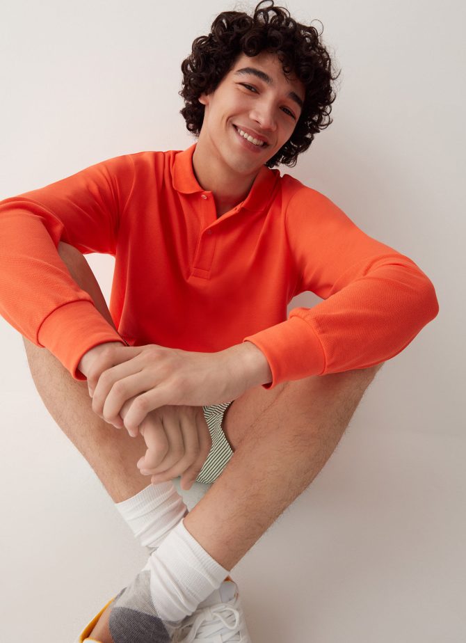 Polo sweatshirt in 100% cotton piqué