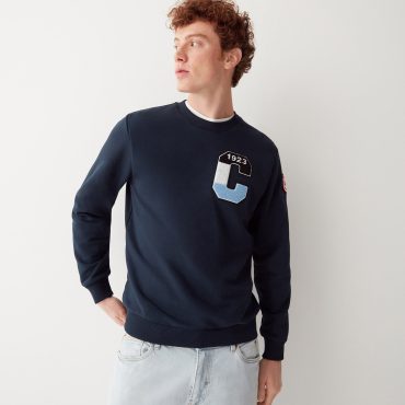 Varsity cotton blend round neck sweatshirt