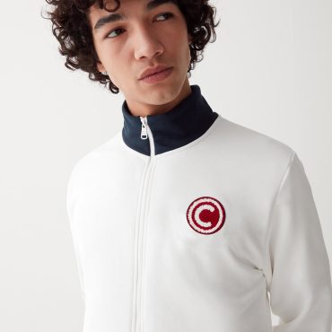 Varsity cotton blend full zip sweatshirt