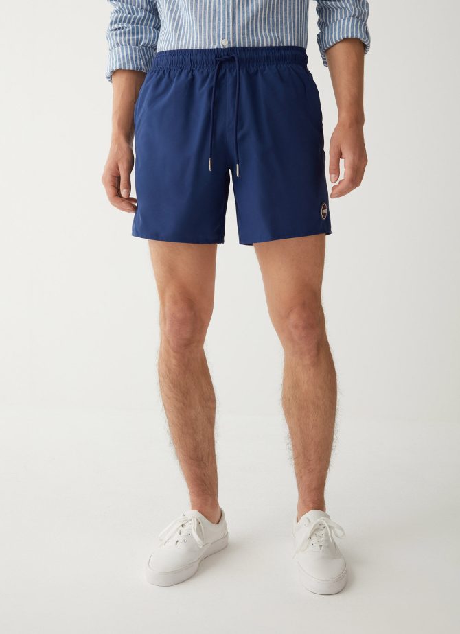 Solid colour swimsuit with elasticated waist