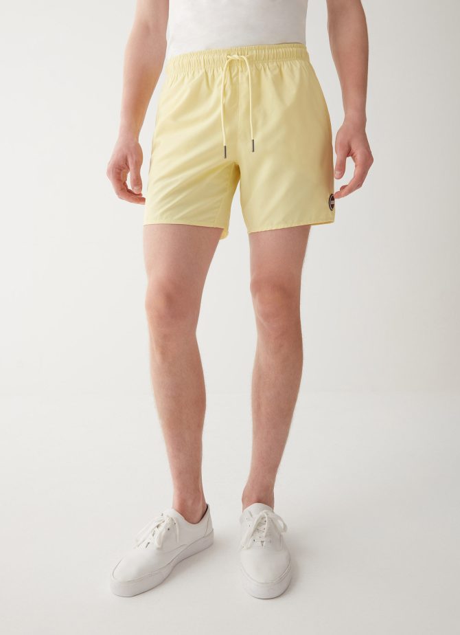 Solid colour swimsuit with elasticated waist - Image 3