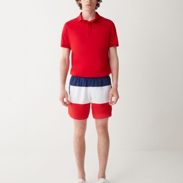 Colour block swimsuit with elasticated waist