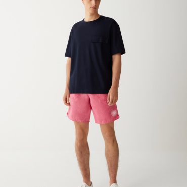 Pre-faded swimsuit with waist adjustment