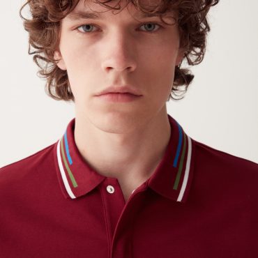 Stretch piqué polo shirt with slits