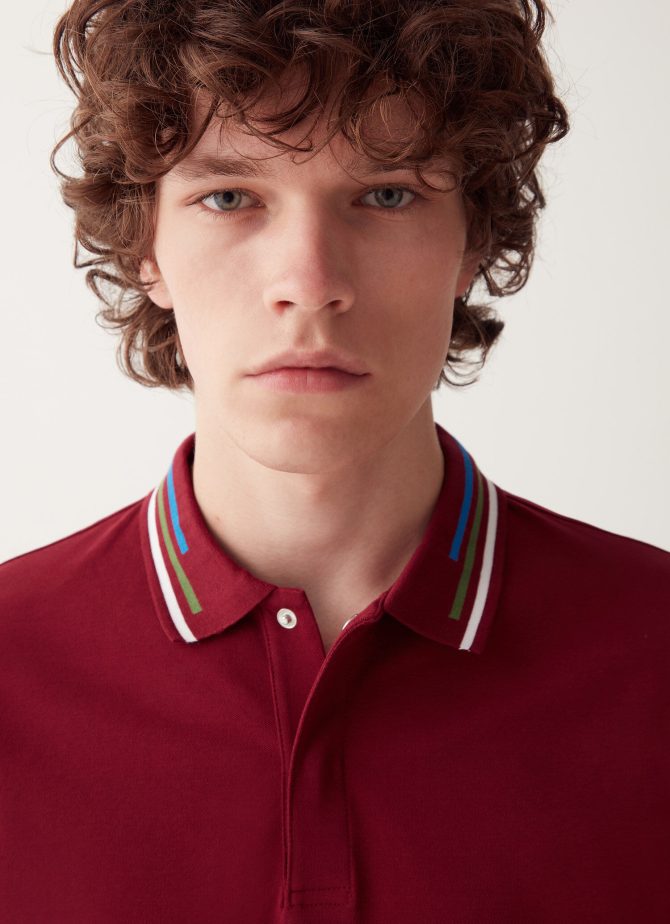 Stretch piqué polo shirt with slits
