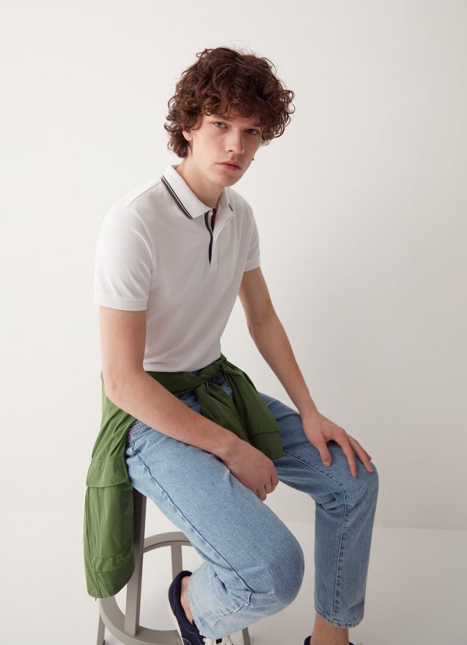 Piquet Polo shirt with print on rear collar