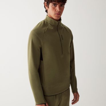 Half zip sweatshirt in stretch interlock