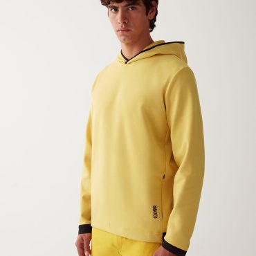 Stretch interlock hooded sweatshirt