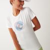 Stretch T-shirt with pastel print - Image 3