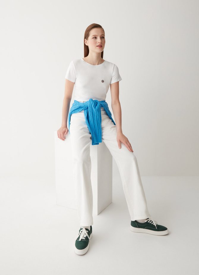 Stretch T-shirt with boat neckline - Image 2