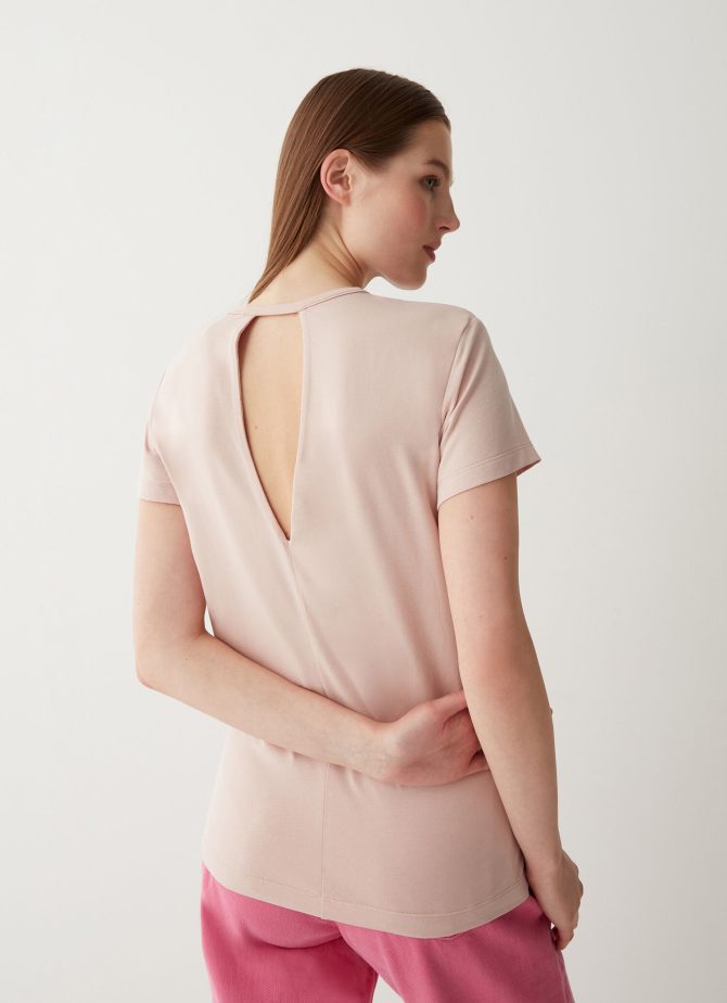 Stretch T-shirt with V-neck on the back - Image 3
