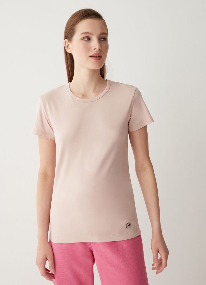Stretch T-shirt with V-neck on the back