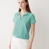 Buttonless stretch piquet polo shirt
