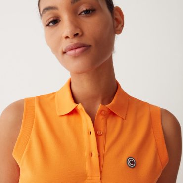 Sleeveless stretch piquet polo shirt