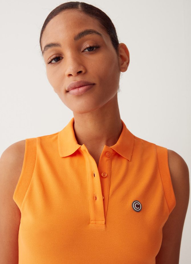 Sleeveless stretch piquet polo shirt