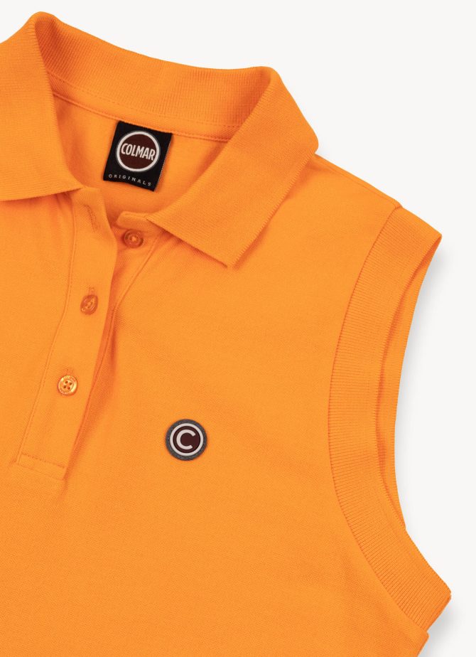 Sleeveless stretch piquet polo shirt - Image 6