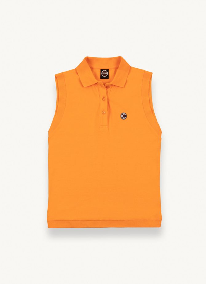 Sleeveless stretch piquet polo shirt - Image 4