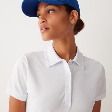 Piquet stretch Polo shirt with pleated collar