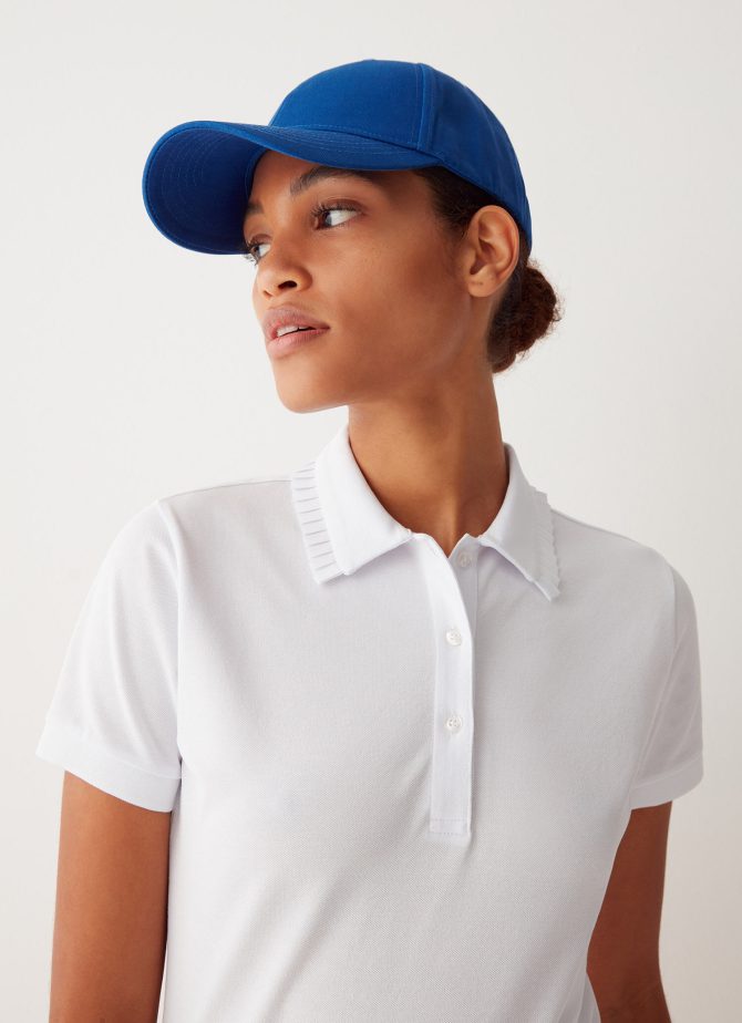 Piquet stretch Polo shirt with pleated collar