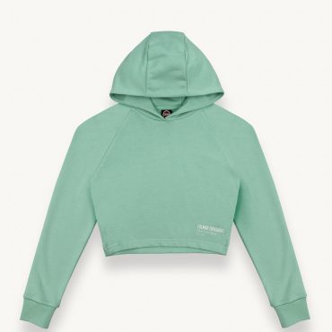 Short sweatshirt with hood and slits